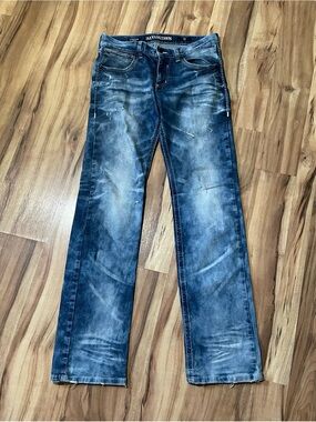 Affliction Cooper Relaxed Straight Distressed Y2K Alt Grunge Jeans 32 Long